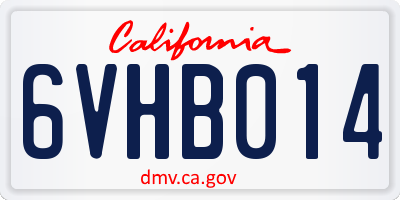 CA license plate 6VHB014