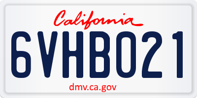 CA license plate 6VHB021