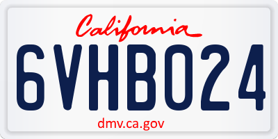 CA license plate 6VHB024