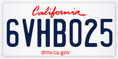 CA license plate 6VHB025