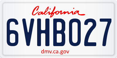 CA license plate 6VHB027