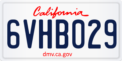 CA license plate 6VHB029