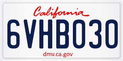 CA license plate 6VHB030
