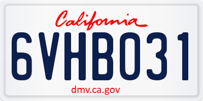 CA license plate 6VHB031