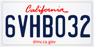 CA license plate 6VHB032
