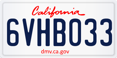 CA license plate 6VHB033
