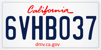 CA license plate 6VHB037