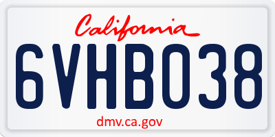 CA license plate 6VHB038