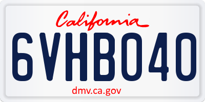 CA license plate 6VHB040