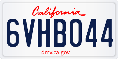 CA license plate 6VHB044