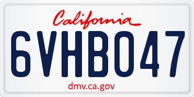 CA license plate 6VHB047