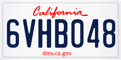 CA license plate 6VHB048