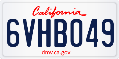 CA license plate 6VHB049