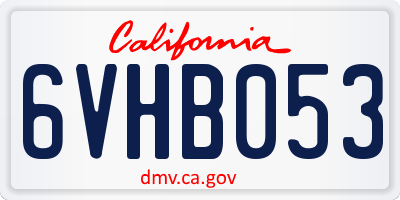 CA license plate 6VHB053