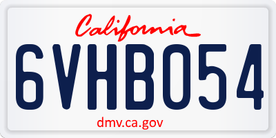 CA license plate 6VHB054