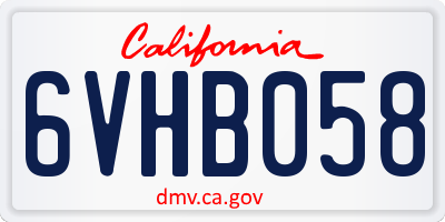 CA license plate 6VHB058