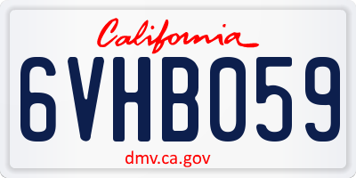 CA license plate 6VHB059