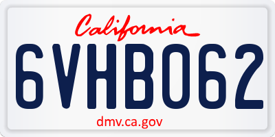 CA license plate 6VHB062