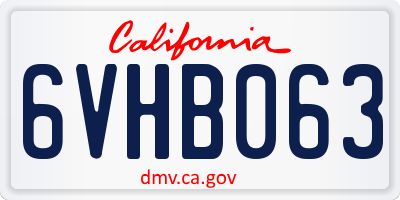 CA license plate 6VHB063