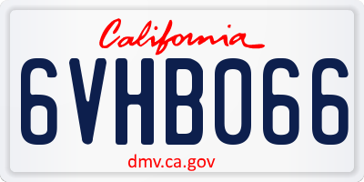 CA license plate 6VHB066