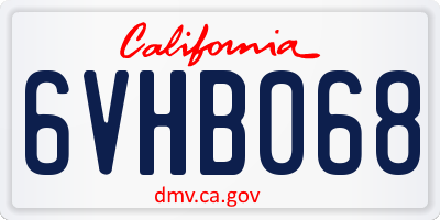 CA license plate 6VHB068