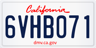 CA license plate 6VHB071