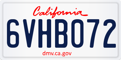 CA license plate 6VHB072