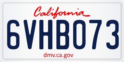 CA license plate 6VHB073