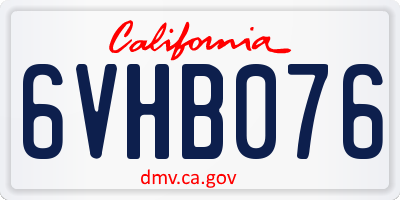 CA license plate 6VHB076