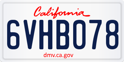 CA license plate 6VHB078