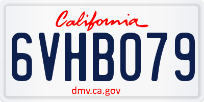 CA license plate 6VHB079