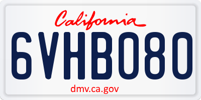 CA license plate 6VHB080
