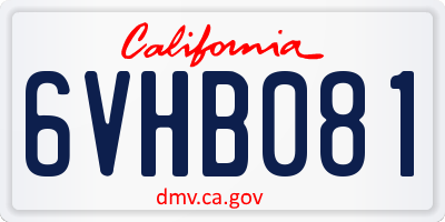 CA license plate 6VHB081