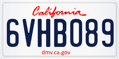 CA license plate 6VHB089