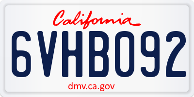 CA license plate 6VHB092