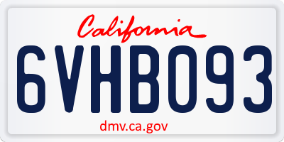CA license plate 6VHB093
