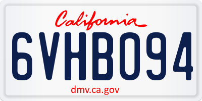 CA license plate 6VHB094
