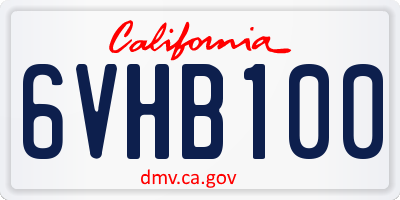 CA license plate 6VHB100