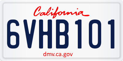 CA license plate 6VHB101