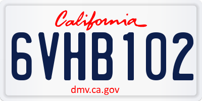CA license plate 6VHB102