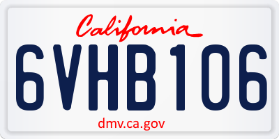 CA license plate 6VHB106