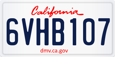 CA license plate 6VHB107