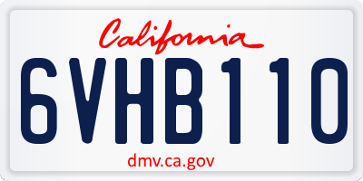 CA license plate 6VHB110