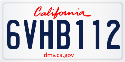 CA license plate 6VHB112