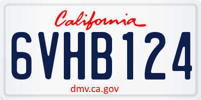 CA license plate 6VHB124