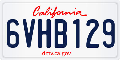 CA license plate 6VHB129