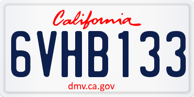 CA license plate 6VHB133