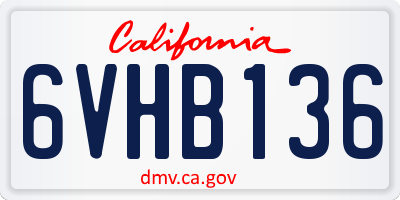 CA license plate 6VHB136