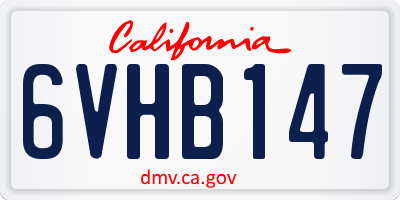 CA license plate 6VHB147