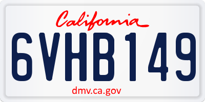 CA license plate 6VHB149